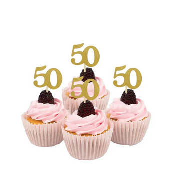 Chicinlife 10Pcs 30 40 50 60 Years Old Cupcake Toppers Birthday Party Anniversary Adult 30th Birthday Cake Accessory Supplies