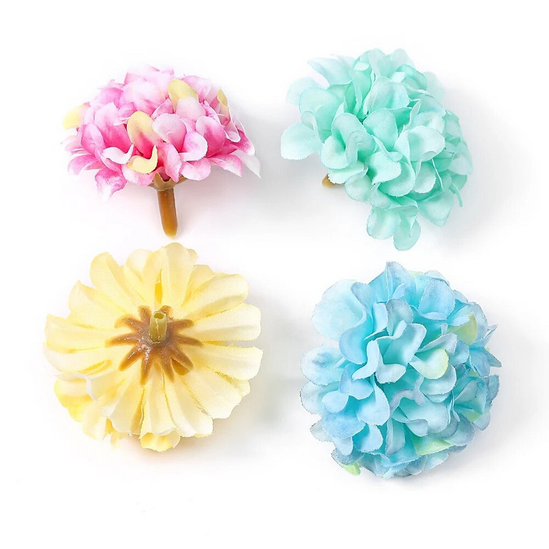 50 de bucăți de flori artificiale de mătase hortensie cap de floare pentru petrecerea de nuntă decorarea casei bricolaj coroană cutie cadou Scrapbooking manual