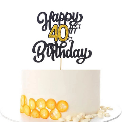 1 τεμ, Μαύρο Χρυσό Αριθμό Happy Birthday Cake Topper, 30, 40, 50, 60, 70 Happy Birthday Cake Topper Birthday Party Decorations