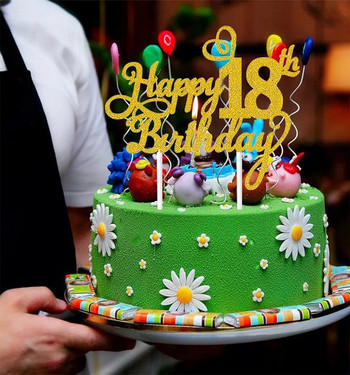 1PC Честит рожден ден Торта за торта 1-ви 18-ти 21-ви 30-ти 40-ти 50-ти възраст Украса за торта Честит рожден ден Консумативи за декориране на партита