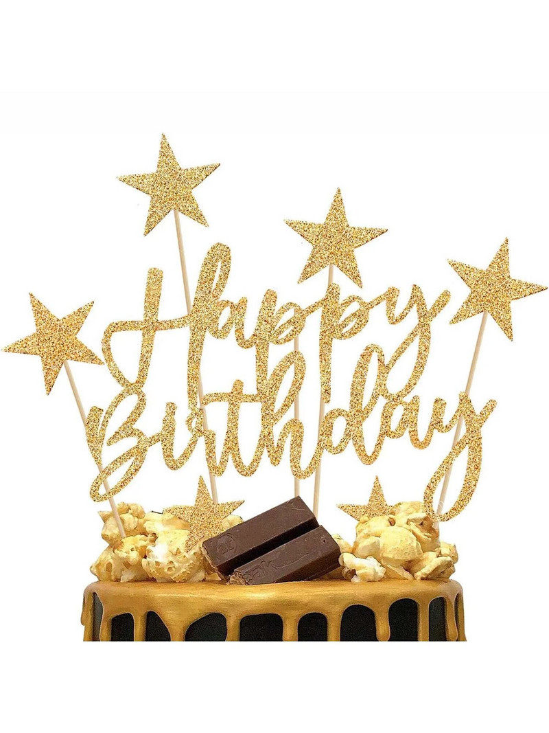 11 ks zlatých jarných cibuľiek, narodeninových dekorácií na tortu s hviezdou, vlajkou na narodeninovú oslavu a privítanie bábätka, promóciu D