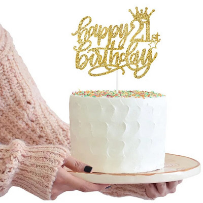 Διακοσμητικά τούρτας Glittery χαρτόνι χρυσό ρολό Μαύρο Heart Star 13 Officail Teenager Cake Topper για Happy Birthday Cake