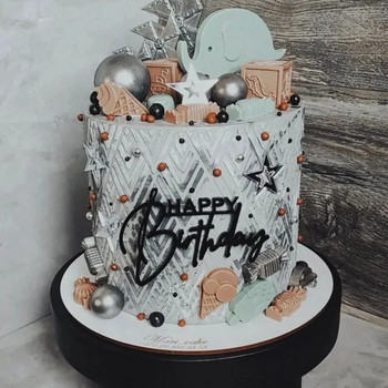 Златен Честит Рожден Ден Акрилен Честит Рожден Ден Торта за торта Пеперуда Торта за торта за рожден ден за бебе Декорации за торта за рожден ден