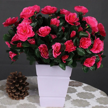 21 Κεφάλι Τεχνητό λουλούδι από μετάξι Azalea pink Μπουκέτο Faux Primroses Τοίχος Τραπέζι σπιτιού Γαμήλιο πάρτι Κήπος Εξωτερικό Βάζο Διακόσμηση Λουλούδι