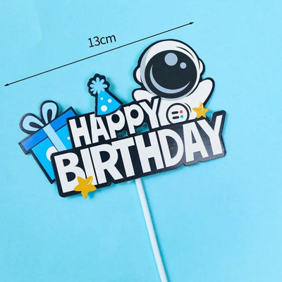 Astronaut Cake Topper Spațiu cosmic Decor pentru ziua de naștere Băiat Astronaut Decorat pentru Tort Planetă OZN Luna Baby Shower Instrumente de petrecere pentru copii
