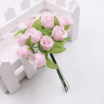 12 τεμ./Πακέτο Μίνι τεχνητά λουλούδια χειροτεχνία ψεύτικα λουλούδια Τριαντάφυλλο DIY Μπουκέτο λουλούδι Κουτί δώρου Scrapbooking Διακόσμηση Γάμου
