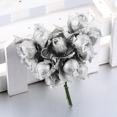 12 buc/pachet Mini flori artificiale Artizanat Flori false Trandafir DIY Buchet de flori Cutie cadou Scrapbooking Decorare petrecere de nunta