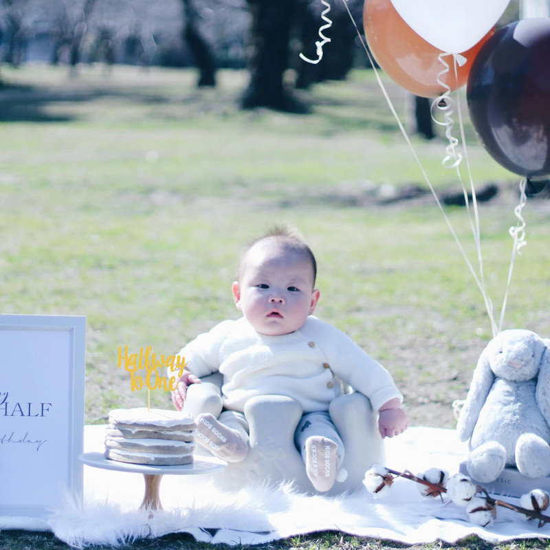 Pusiau kelio iki vieno torto dangtelis – 3 vnt., aukso blizgučiai iš vienos pusės, 1/2 kelio iki 6 mėnesių / pusės torto dekoras berniuko ar mergaitės gimtadieniui