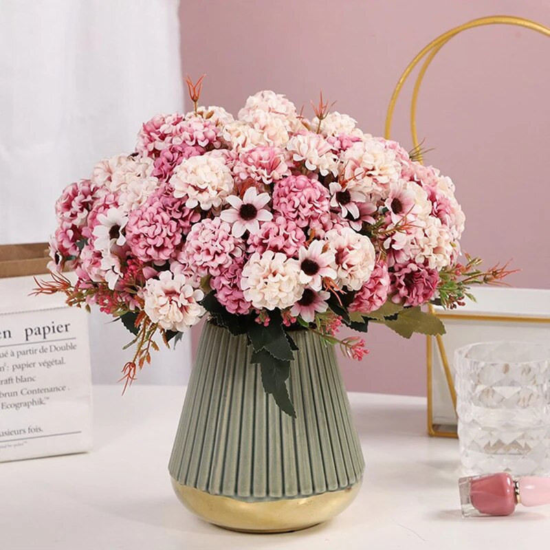 Europski umjetni buket Hortenzija Božićna dekoracija doma Lažni cvjetni ukras Vaza Lažna biljka Svadbeni ručni buket