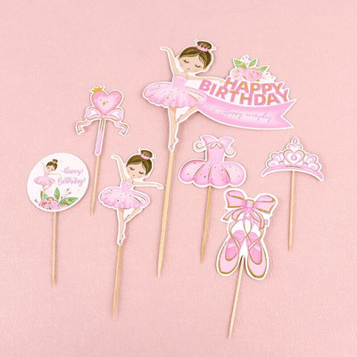 Rožinės spalvos balerinos mergaičių torto puošmenos karūnos suknelės vaikams su gimtadieniu, vestuvių vakarėlis, kūdikių dušas, kepimo pyragas, desertas, pasidaryk pats