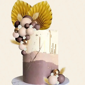 Топпер за торта от палмови листа Честит рожден ден Украса Палмово копие Декорация на торта Сватбена печене Десерт Маса Сувенири за парти