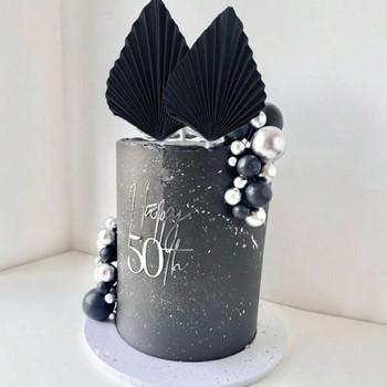 Топпер за торта от палмови листа Честит рожден ден Украса Палмово копие Декорация на торта Сватбена печене Десерт Маса Сувенири за парти