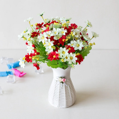 31 cm 28 galvas Mākslīgais mini gerberas ziedu zars kāzu dzimšanas dienas ballīte Mājas viesistabas darbvirsmas dekors Margrietiņas viltoti ziedi