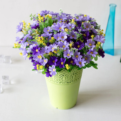 31 cm 28 galvas Mākslīgais mini gerberas ziedu zars kāzu dzimšanas dienas ballīte Mājas viesistabas darbvirsmas dekors Margrietiņas viltoti ziedi