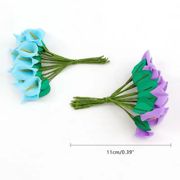 144 τμχ/Παρτίδα Delicate Mini Calla Lily Τεχνητά λουλούδια αφρού για διακόσμηση σπιτιού γάμου DIY Scrapbooking Κουτί δώρου Fake Flower