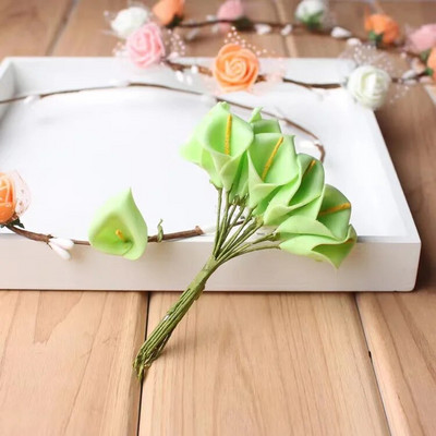 144 tk/partii õrnad Mini Calla Lily kunstvahust lilled pulmadeks kodukaunistuseks DIY scrapbooking kinkekarp Võltslill