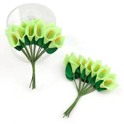 144 tk/partii õrnad Mini Calla Lily kunstvahust lilled pulmadeks kodukaunistuseks DIY scrapbooking kinkekarp Võltslill