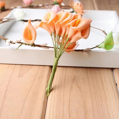 144 tk/partii õrnad Mini Calla Lily kunstvahust lilled pulmadeks kodukaunistuseks DIY scrapbooking kinkekarp Võltslill