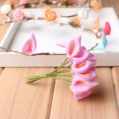 144 tk/partii õrnad Mini Calla Lily kunstvahust lilled pulmadeks kodukaunistuseks DIY scrapbooking kinkekarp Võltslill