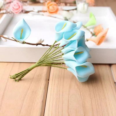 144 tk/partii õrnad Mini Calla Lily kunstvahust lilled pulmadeks kodukaunistuseks DIY scrapbooking kinkekarp Võltslill