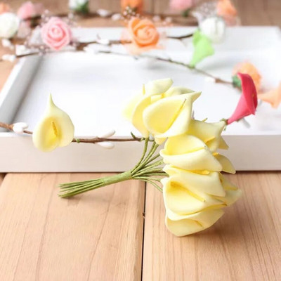 144 tk/partii õrnad Mini Calla Lily kunstvahust lilled pulmadeks kodukaunistuseks DIY scrapbooking kinkekarp Võltslill