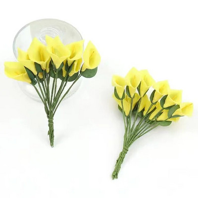 144 tk/partii õrnad Mini Calla Lily kunstvahust lilled pulmadeks kodukaunistuseks DIY scrapbooking kinkekarp Võltslill