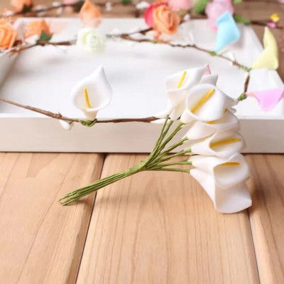 144 tk/partii õrnad Mini Calla Lily kunstvahust lilled pulmadeks kodukaunistuseks DIY scrapbooking kinkekarp Võltslill