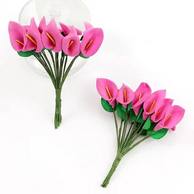 144 tk/partii õrnad Mini Calla Lily kunstvahust lilled pulmadeks kodukaunistuseks DIY scrapbooking kinkekarp Võltslill