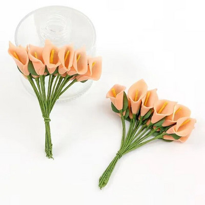 144 tk/partii õrnad Mini Calla Lily kunstvahust lilled pulmadeks kodukaunistuseks DIY scrapbooking kinkekarp Võltslill