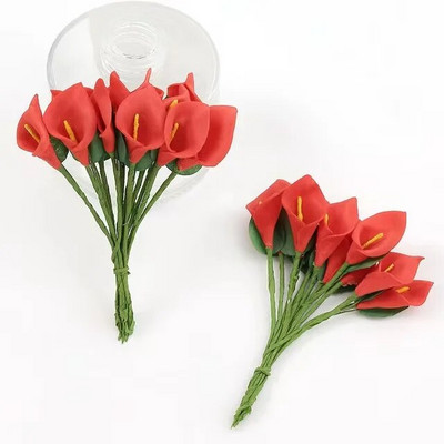 144 tk/partii õrnad Mini Calla Lily kunstvahust lilled pulmadeks kodukaunistuseks DIY scrapbooking kinkekarp Võltslill