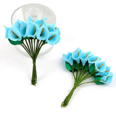 144 tk/partii õrnad Mini Calla Lily kunstvahust lilled pulmadeks kodukaunistuseks DIY scrapbooking kinkekarp Võltslill