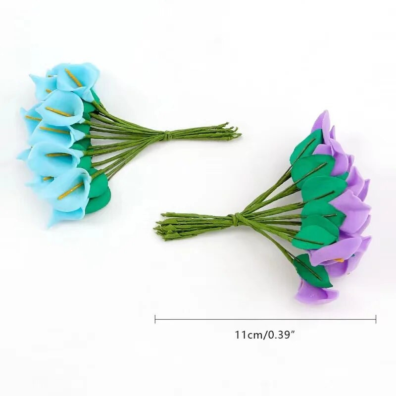 144db/tétel Finom Mini Calla Liliom Műhab Virágok Esküvői Otthoni dekorációhoz Barkácsolás Scrapbooking ajándékdoboz Hamis virág