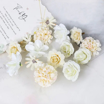 16 τμχ τεχνητά λουλούδια κεφάλια μεταξωτά ψεύτικα λουλούδια για διακόσμηση σπιτιού Διακόσμηση γάμου DIY Δώρα για την ημέρα του Αγίου Βαλεντίνου Αξεσουάρ
