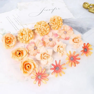 16 vnt Dirbtinių gėlių galvutės Šilkinės netikros gėlės namų dekoravimui Vakarėlio vestuvių dekoravimui pasidaryk pats Valentino dienos dovanos Priedai