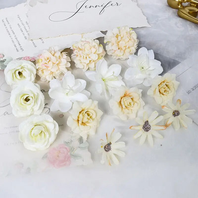 16 vnt Dirbtinių gėlių galvutės Šilkinės netikros gėlės namų dekoravimui Vakarėlio vestuvių dekoravimui pasidaryk pats Valentino dienos dovanos Priedai