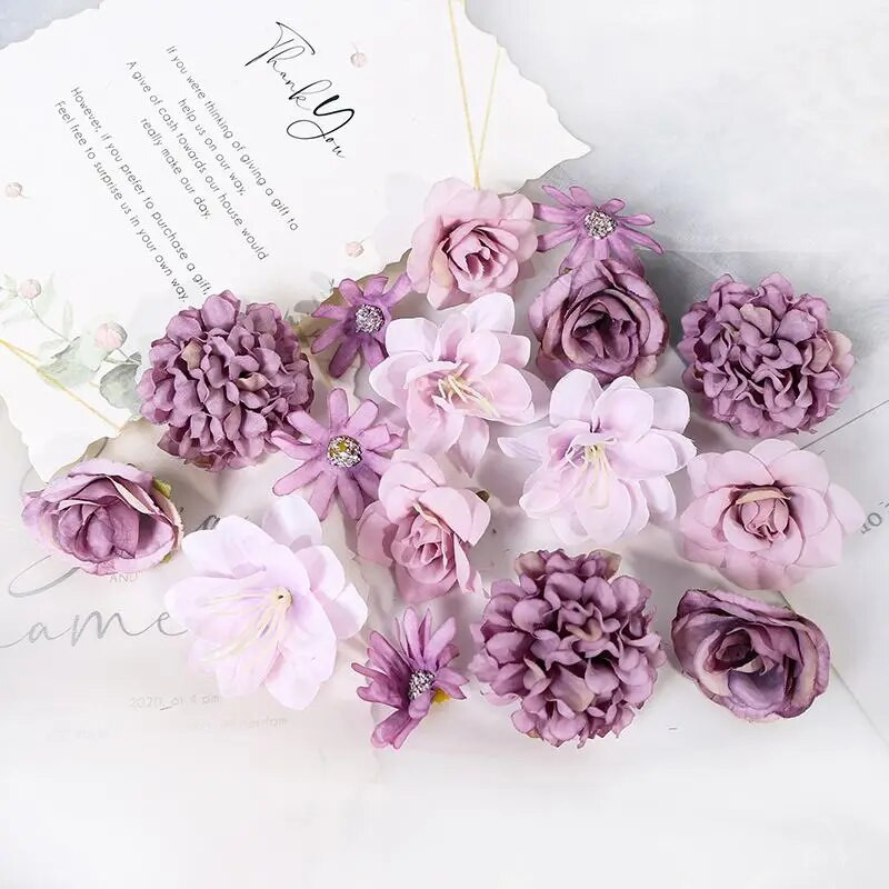 16 vnt Dirbtinių gėlių galvutės Šilkinės netikros gėlės namų dekoravimui Vakarėlio vestuvių dekoravimui pasidaryk pats Valentino dienos dovanos Priedai
