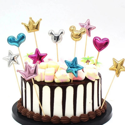 5 бр. Честит рожден ден Торта за торта Декорации за торта Mickey Crown Cupcake Topper за сватба, рожден ден Парти Декор Консумативи за печене