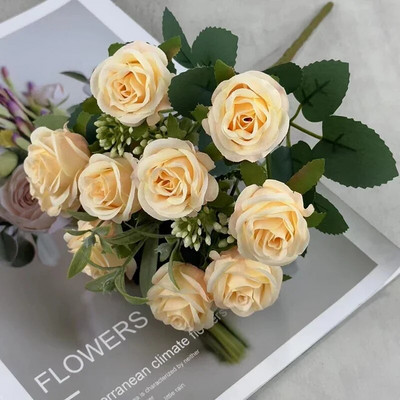 Umelé kvety Ruža Kytica Nevesta Svadba Domov Záhradná dekorácia Pivonka Falošný kvet Vianočný darček Stol Váza Dekorácie