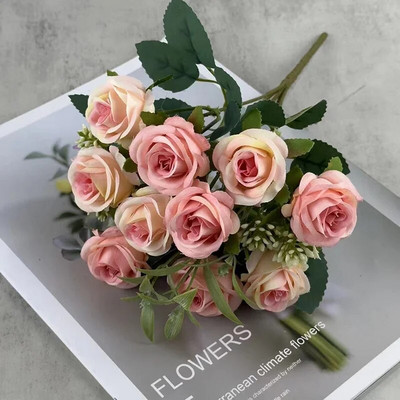 Umelé kvety Ruža Kytica Nevesta Svadba Domov Záhradná dekorácia Pivonka Falošný kvet Vianočný darček Stol Váza Dekorácie