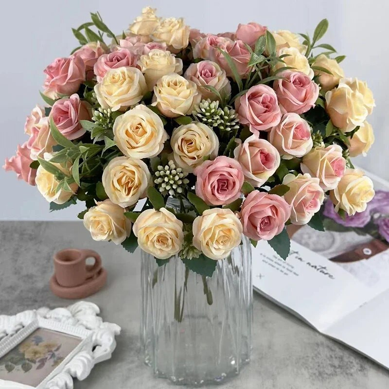 Umelé kvety Ruža Kytica Nevesta Svadba Domov Záhradná dekorácia Pivonka Falošný kvet Vianočný darček Stol Váza Dekorácie