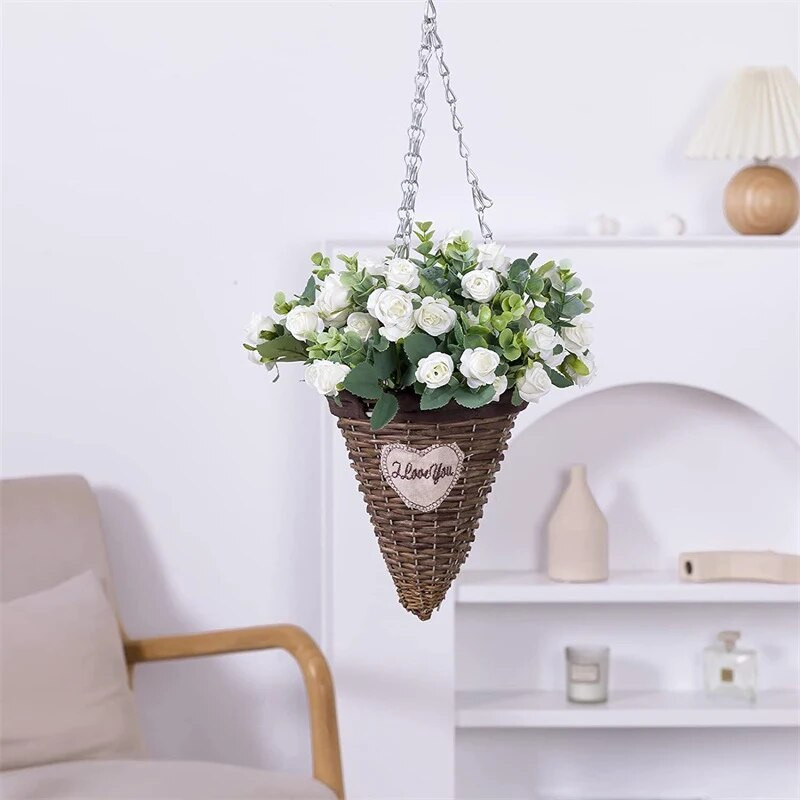 10 glavica umjetnog cvijeća Bijela ruža Lišće eukaliptusa Buket božura Lažno cvijeće Vjenčani stol Zabava Vanjski vrtni ukras