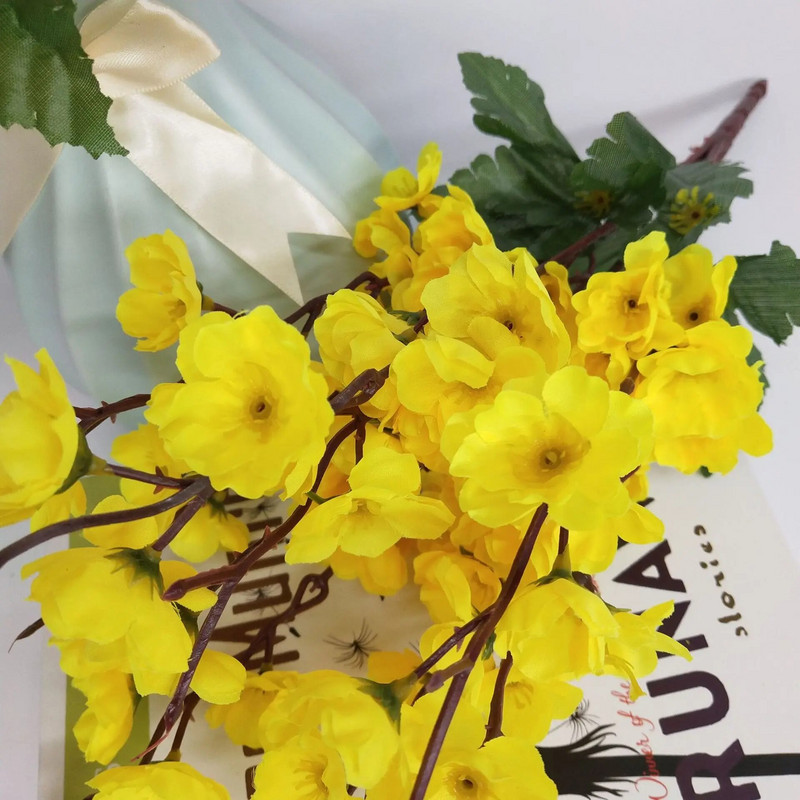 Flori artificiale de mătase, ramură de flori de piersic, cameră de cireș, decorațiuni de Crăciun pentru acasă, floare de prun, accesorii pentru aranjament de nuntă