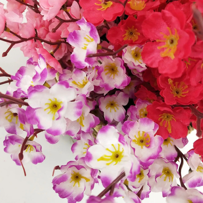 Flori artificiale de mătase, ramură de flori de piersic, cameră de cireș, decorațiuni de Crăciun pentru acasă, floare de prun, accesorii pentru aranjament de nuntă