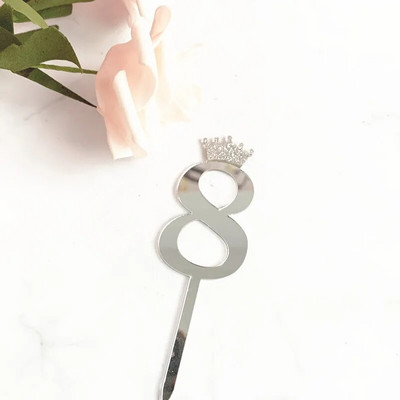 1 St Birthday Party Tort Topper Happy Wedding Anniversary Decoration Tort Coroana Acrilic Numărul Un Steaguri pentru Baby Shower