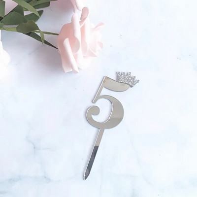 1 St Birthday Party Tort Topper Happy Wedding Anniversary Decoration Tort Coroana Acrilic Numărul Un Steaguri pentru Baby Shower