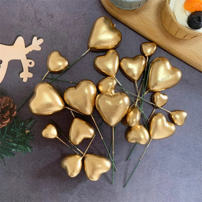 20 ks 3D ozdoba na tortu v tvare srdca, zlatá, strieborná, ružová, modrá, guľa, všetko najlepšie k narodeninám, DIY vlajka na muffiny, vianočná svadobná párty dekorácia