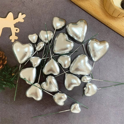 20 ks 3D ozdoba na tortu v tvare srdca, zlatá, strieborná, ružová, modrá, guľa, všetko najlepšie k narodeninám, DIY vlajka na muffiny, vianočná svadobná párty dekorácia