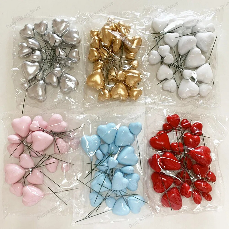 20 ks 3D ozdoba na tortu v tvare srdca, zlatá, strieborná, ružová, modrá, guľa, všetko najlepšie k narodeninám, DIY vlajka na muffiny, vianočná svadobná párty dekorácia