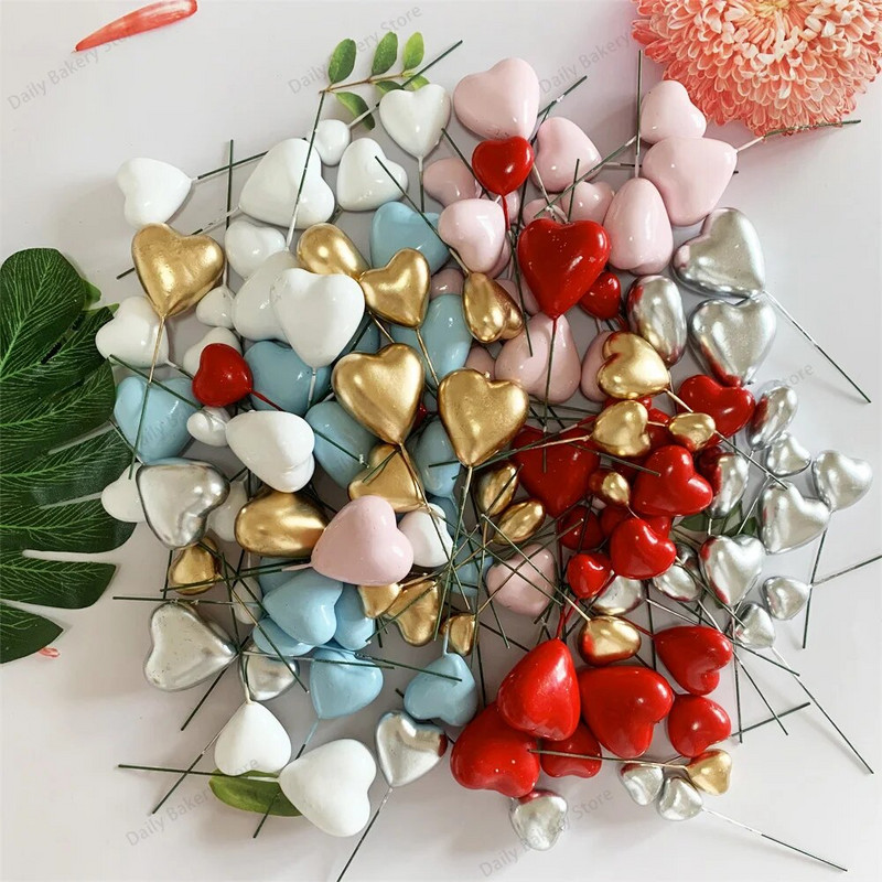 20 ks 3D ozdoba na tortu v tvare srdca, zlatá, strieborná, ružová, modrá, guľa, všetko najlepšie k narodeninám, DIY vlajka na muffiny, vianočná svadobná párty dekorácia
