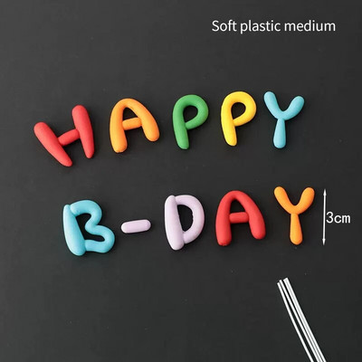 Stil Ins Colorat Scrisoare La Mulți Ani Decorație De Tort De Gumă Moale De Decorare De Tort Color Dulciuri Rechizite De Petrecere Pentru Copii Cadouri